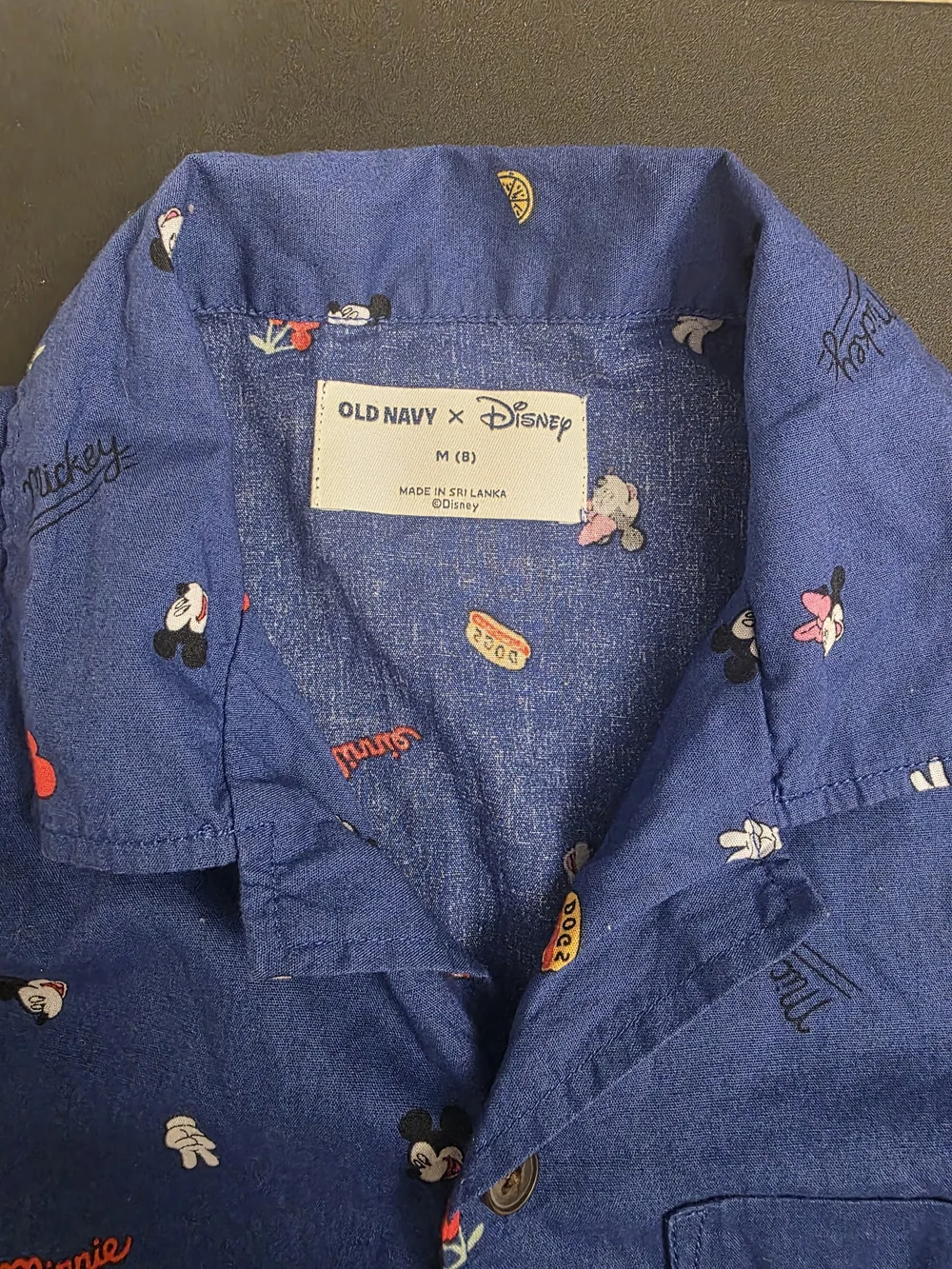 Old Navy x Disney Mickey & Minnie Button-Up Shirt - Kids Sz M(8) - NWOT